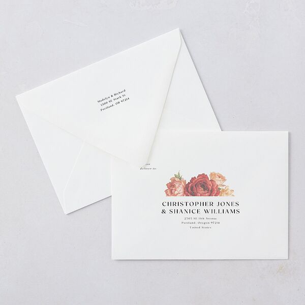 Vintage Awkward Photo Save The Date Card Euro Envelopes White Barely Peach Both Recipient and Return Addresses Luxe Signature