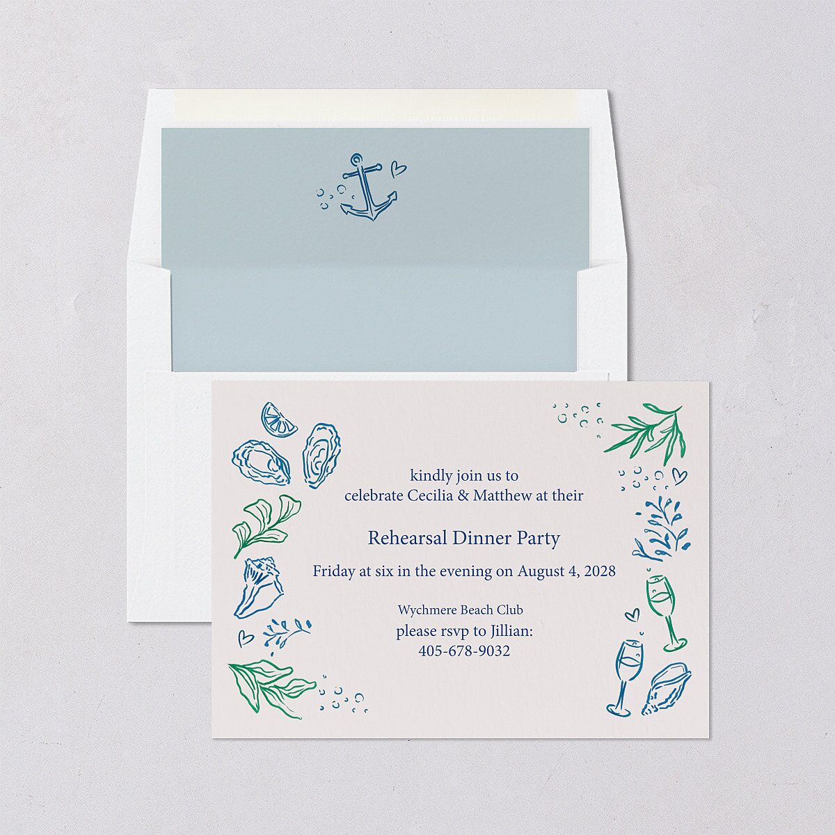Nautical Border Rehearsal Dinner Invitations — view 4