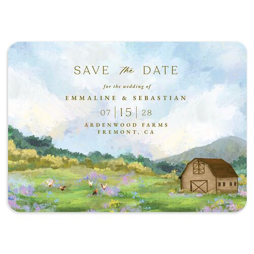 Western Barn Save the Date Cards Umber Signature smooth Blank No Rounded