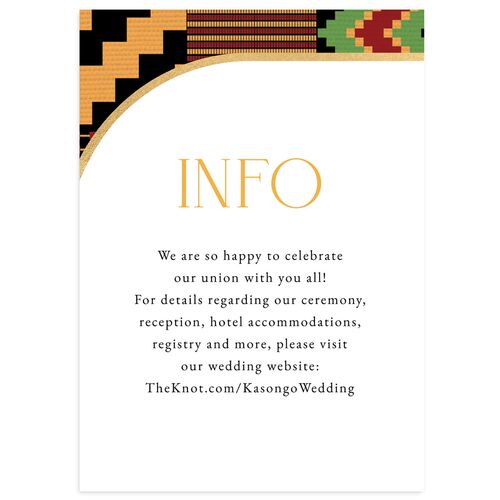 Ankara Print Wedding Enclosure Cards Gold Licorice Signature Standard