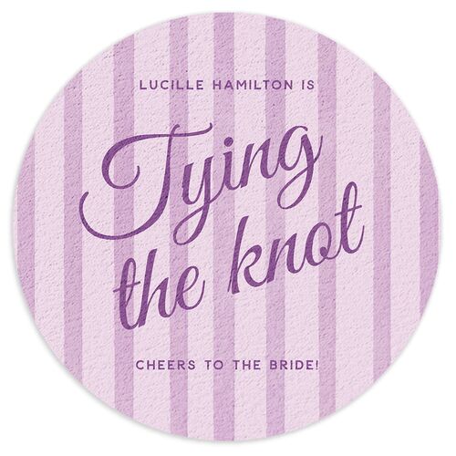 She’s Tying the Knot Vintage Heart Locket Bridal Shower Wedding Day Coasters Purple Petal Cardboard Circle