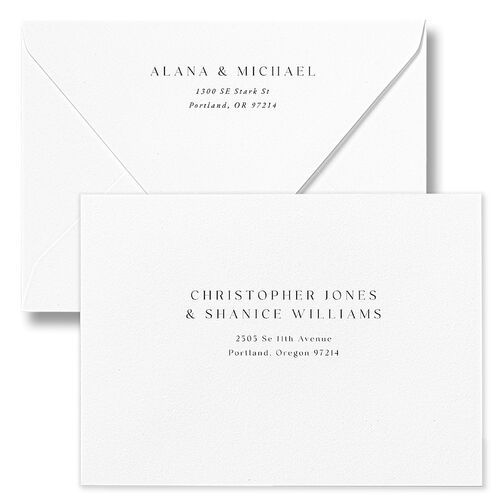 Landscape Gallery Wedding Invitation Euro Envelopes White Pale Blue Both Recipient and Return Addresses Luxe Signature