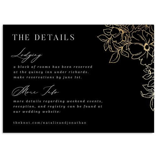 Gilded Florals Wedding Event Detail Cards Gold Charcoal Signature Standard