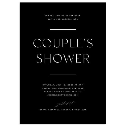 Just Us Bridal Shower Invitations Licorice Signature Blank Standard