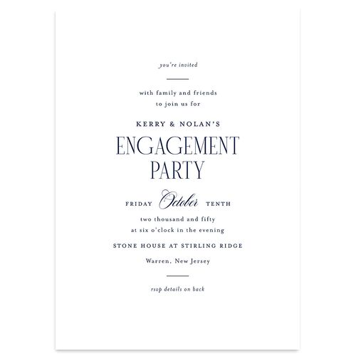 Cosmopolitan Engagement Party Invitations Navy Signature Blank Standard