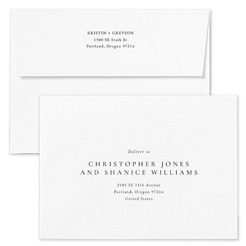 Minimal Rings Wedding Invitation Envelopes Blue Pure White Return Address Standard Signature