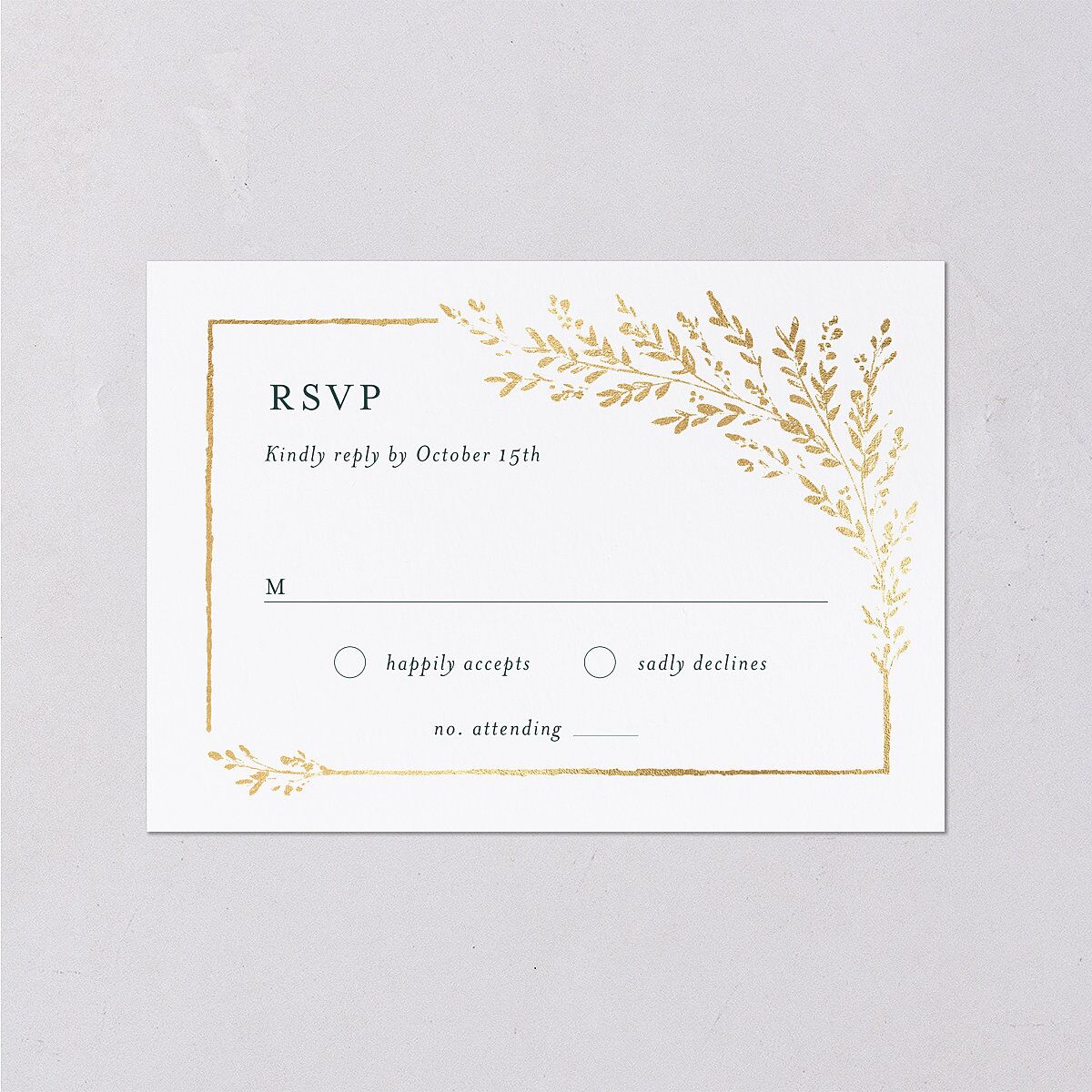 Exquisite Branches Botanical Wedding Response Cards Gold Deep Lake Signature Standard