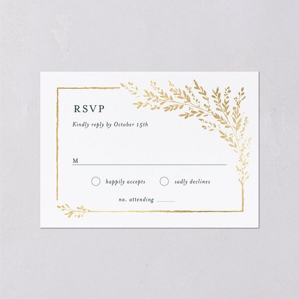 Exquisite Branches Botanical Wedding Response Cards Gold Deep Lake Signature Standard