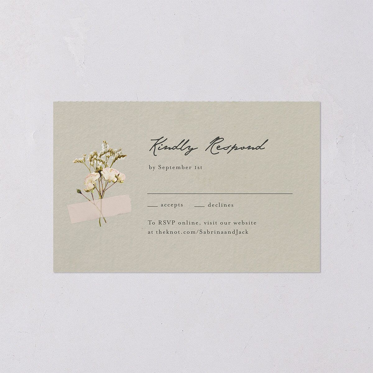 Scrapbook Photo All-in-One Wedding Invitations Thyme Signature Light Both Recipient and Return Addresses No