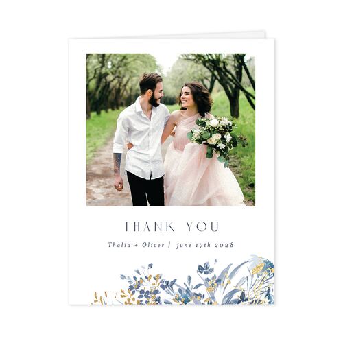 Gilded Greenery Thank You Cards Gold Regency Blue