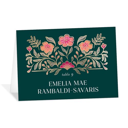 Botanical Textile Foil Place Cards Gold Wave Signature