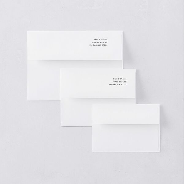 Vertical Names Thank You Card Envelopes White Pure White Both Recipient and Return Addresses Signature Standard