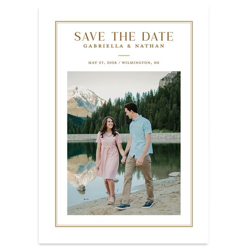 Greenery Frame Save the Date Cards Tan Signature smooth Blank No Standard