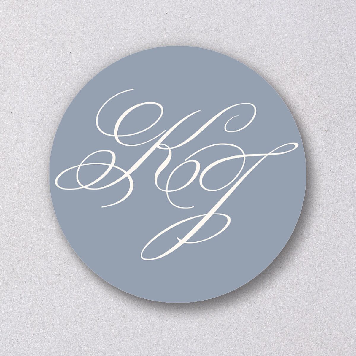 Romantic Rococo Wedding Stickers Dusty Blue Circle