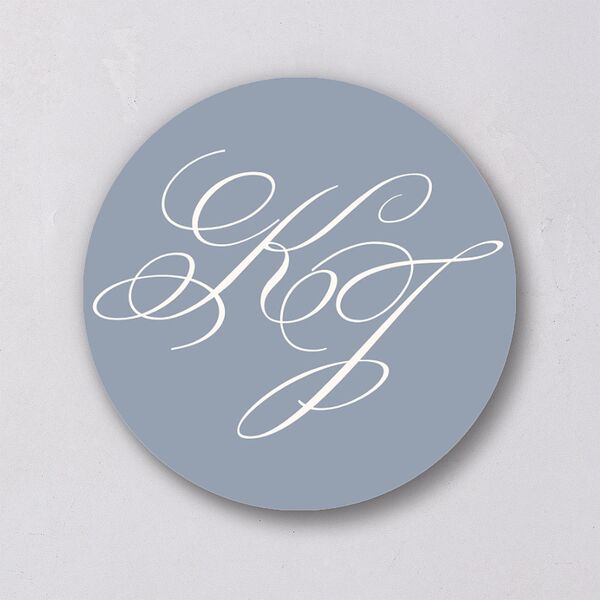 Romantic Rococo Wedding Stickers Dusty Blue Circle