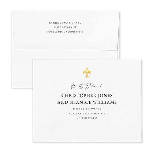 New Orleans Thank You Card Envelopes White Ice Blue Both Recipient and Return Addresses Signature Standard