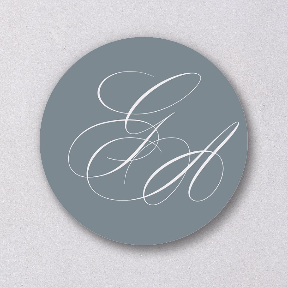 Elegant Photograph Wedding Stickers Dusty Blue Circle
