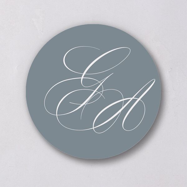 Elegant Photograph Wedding Stickers Dusty Blue Circle