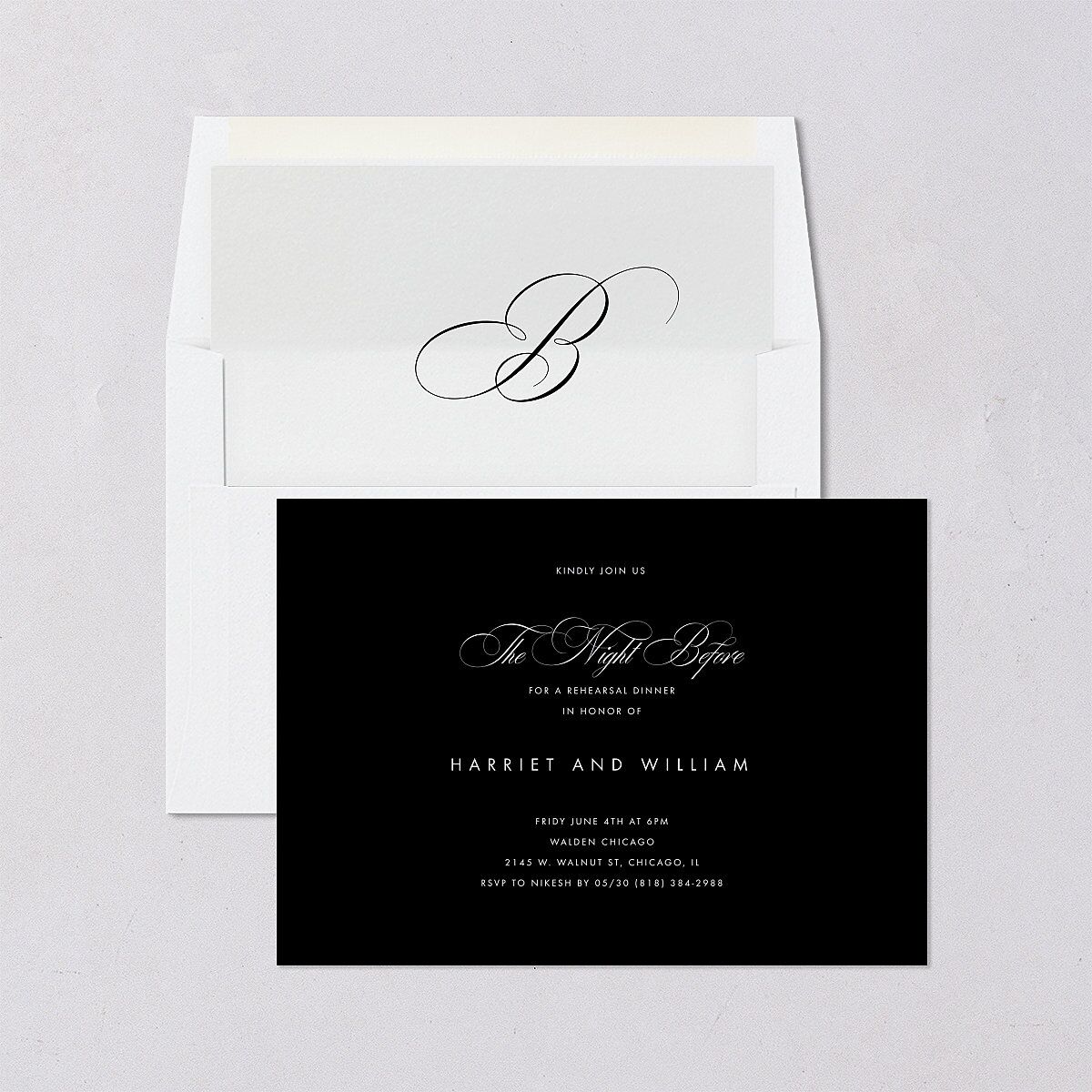 Polished Frame Rehearsal Dinner Invitations Licorice Signature Blank Standard