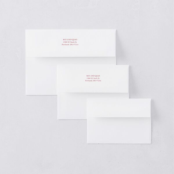 Double Happiness Wedding Response Card Standard Envelopes White Scarlet Return Address Signature Standard