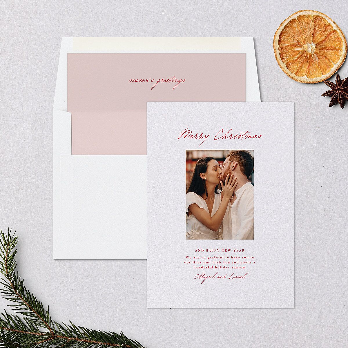 Ballpoint Holiday Holiday Cards Ruby Signature Blank Standard Portrait