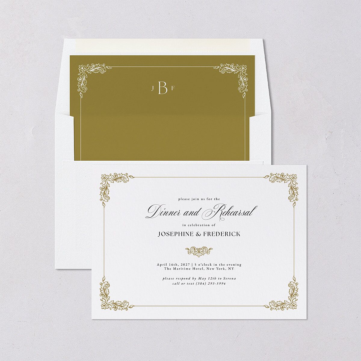 Black Tie Crest Rehearsal Dinner Invitations Pure White Signature Blank