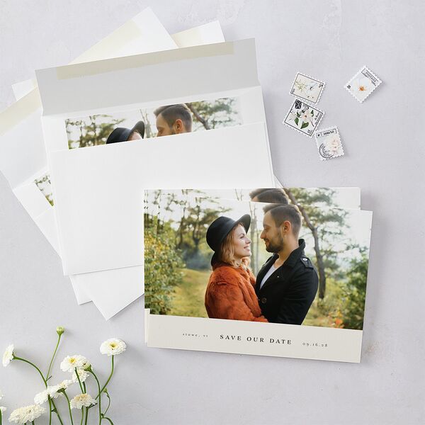Enchanted Forest Save the Date Cards Dark Camo Signature smooth Blank No Standard