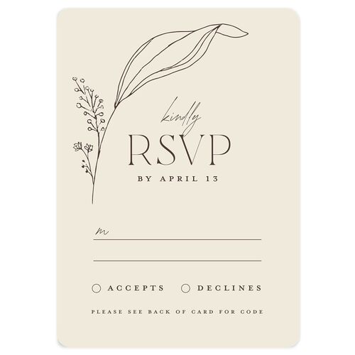 Minimalist Accent Leaf Wedding Response Cards Linen Signature Rounded