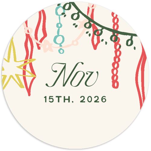 Happy Holidays Grid Pattern Photo Holiday Stickers Hunter Green Circle