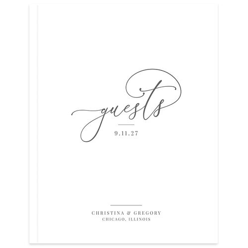 Romantic Calligraphy Wedding Guest Book Silver