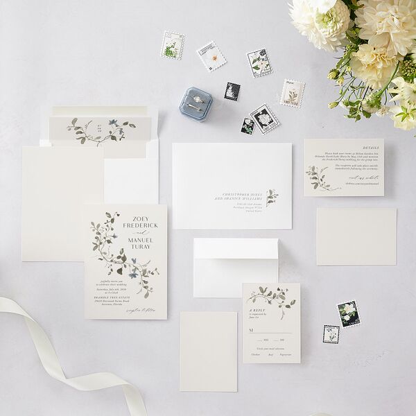 Curved Garland Wedding Invitations Champagne Signature Blank No Standard