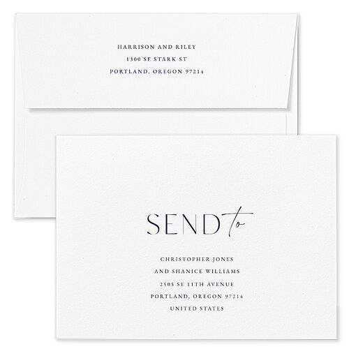 Film Strip Save The Date Card Envelopes Kraft Slate Both Recipient and Return Addresses Signature Standard