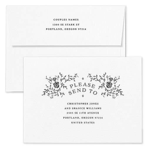 Skeleton Spirits Wedding Invitation Envelopes Licorice Terracotta Both Recipient and Return Addresses Standard Signature