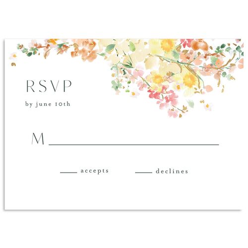 Pastel Flower Arch Foil Wedding Response Cards Gold Daffodil Signature Standard