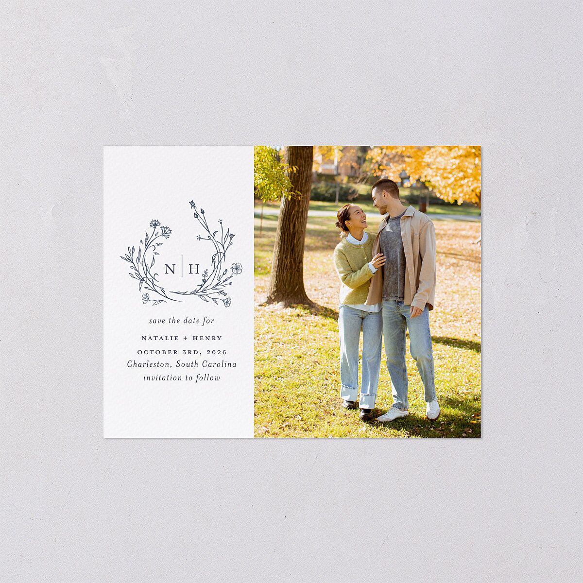 Natural Monogram Save the Date Petite Cards — view 2