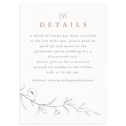 Graceful Botanical Wedding Event Detail Cards Blossom Signature Standard