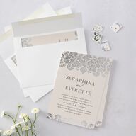 Elegant Damask Wedding Invitations Silver Champagne Signature Blank No