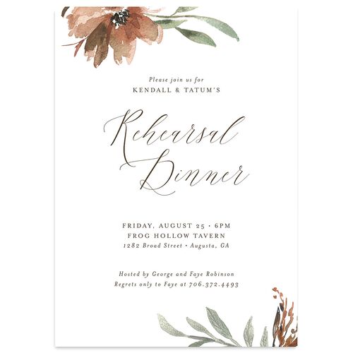 Muted Floral Rehearsal Dinner Invitations Camel Signature Blank Standard