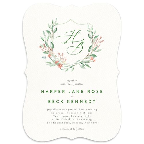 Watercolor Crest Wedding Invitations Thyme Signature Blank No Bracket
