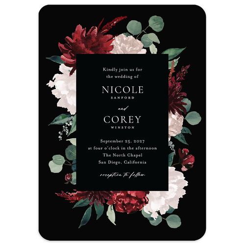 Timeless Bouquet Wedding Invitations Licorice Signature Blank No Rounded