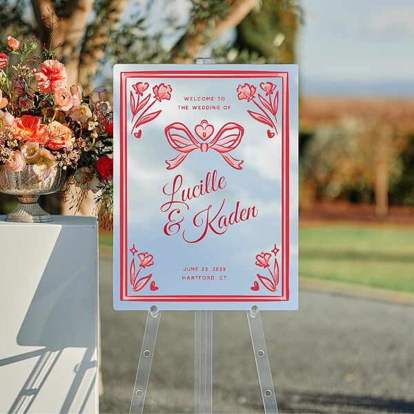 Vintage Heart Locket Mirrored Acrylic Welcome Sign Medium Crimson Mirrored Acrylic M Welcome Standard