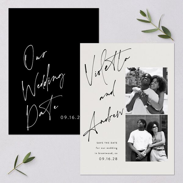 Signed Save The Date Cards Licorice Signature smooth Blank No Standard
