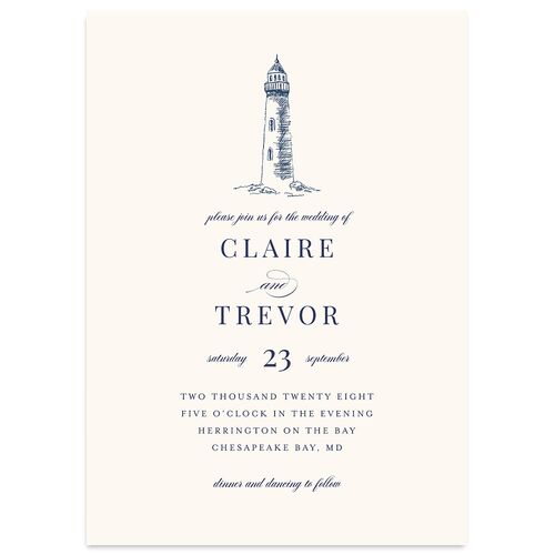 Elegant Lighthouse Wedding Invitations Maritime Signature Blank No Standard