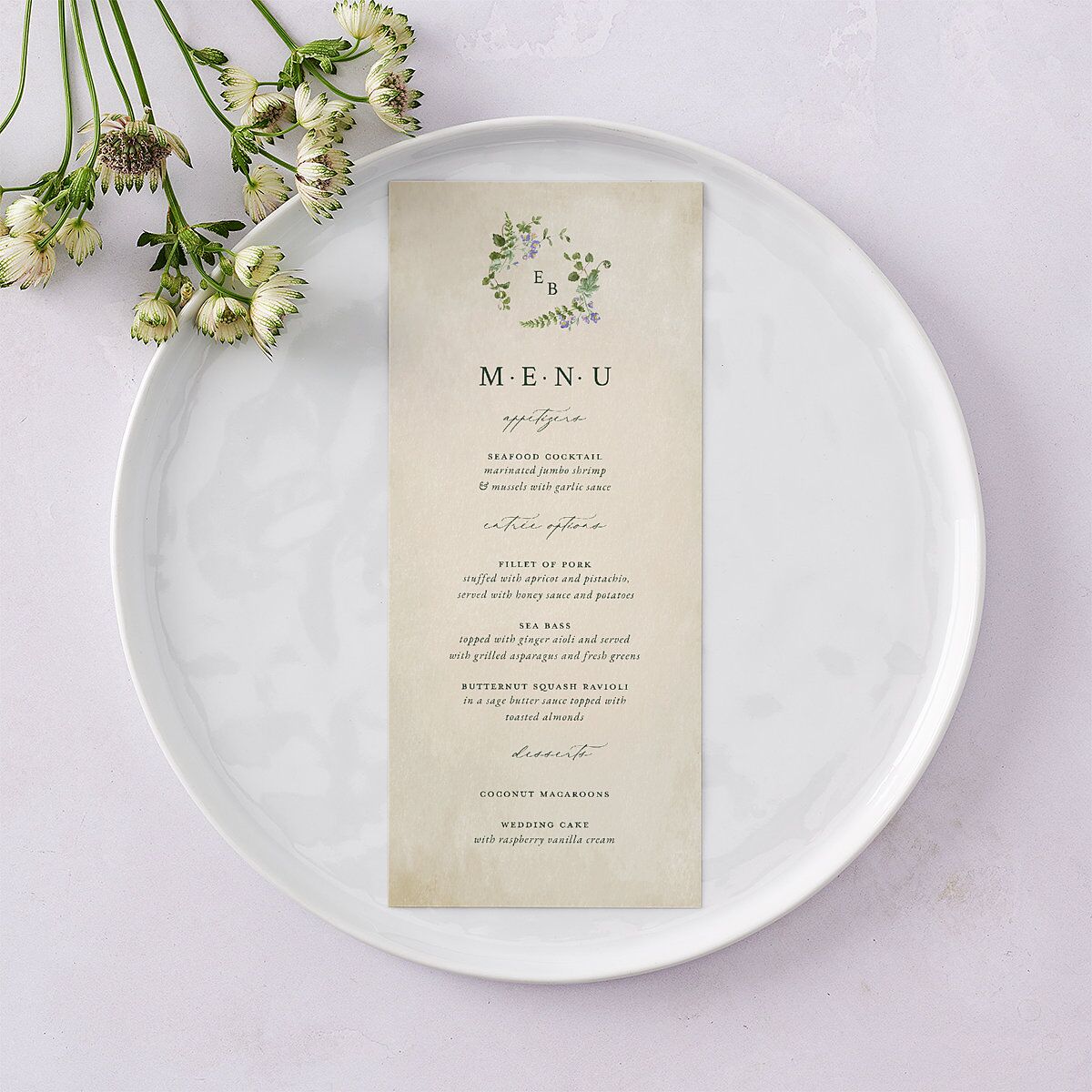 Mushroom Garden Fairytale Menus Dark Green Signature