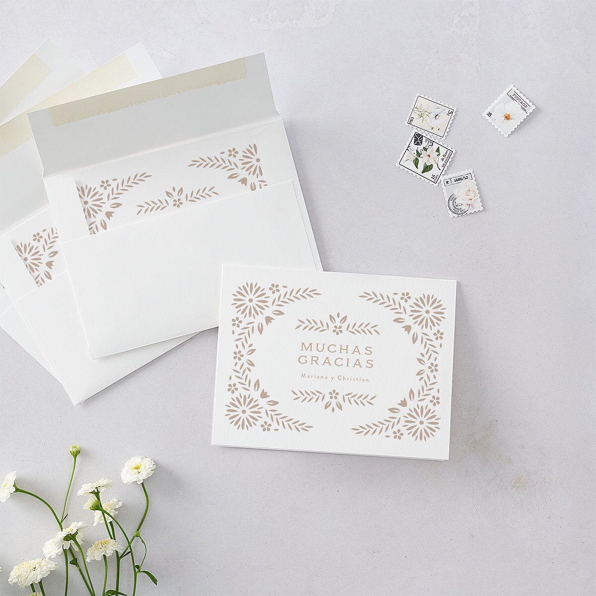 Papel Picado De Mexico Thank You Cards Taupe