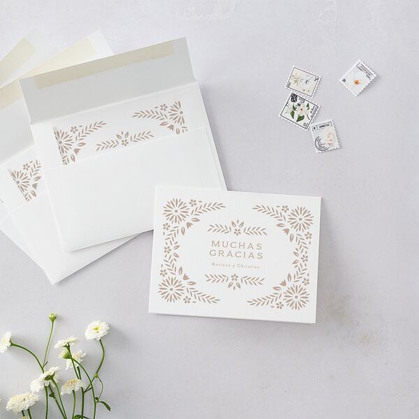 Papel Picado De Mexico Thank You Cards Taupe