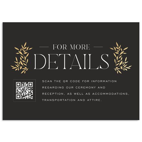 Ampersand Greenery Foil Wedding Event Detail Cards Gold Midnight Signature Standard