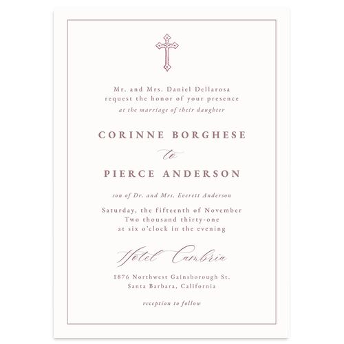 Minimal Icon Wedding Invitations Mauve Signature Blank No Standard