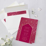 Gilded Lehenga Wedding Invitations Gold Raspberry Signature Blank No