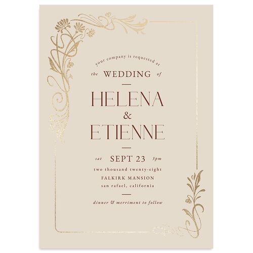 Nouveau Frame Wedding Invitations Gold Merlot Signature Blank No Standard